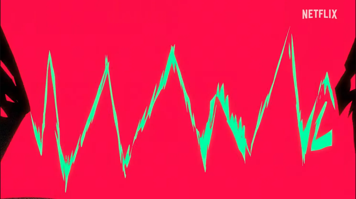 Red screen with jagged white-green line through the center